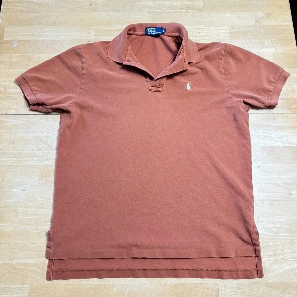 Polo by Ralph Lauren Mens Shirt Rust Orange Classic Collared Shirt Size Large